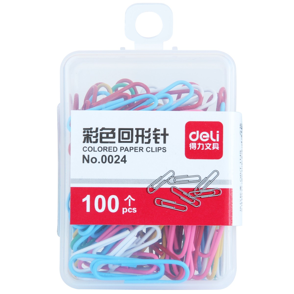 得力回形針0024 彩色創(chuàng)意可愛曲別針 財務文件分類收納 100枚/盒（10盒裝)