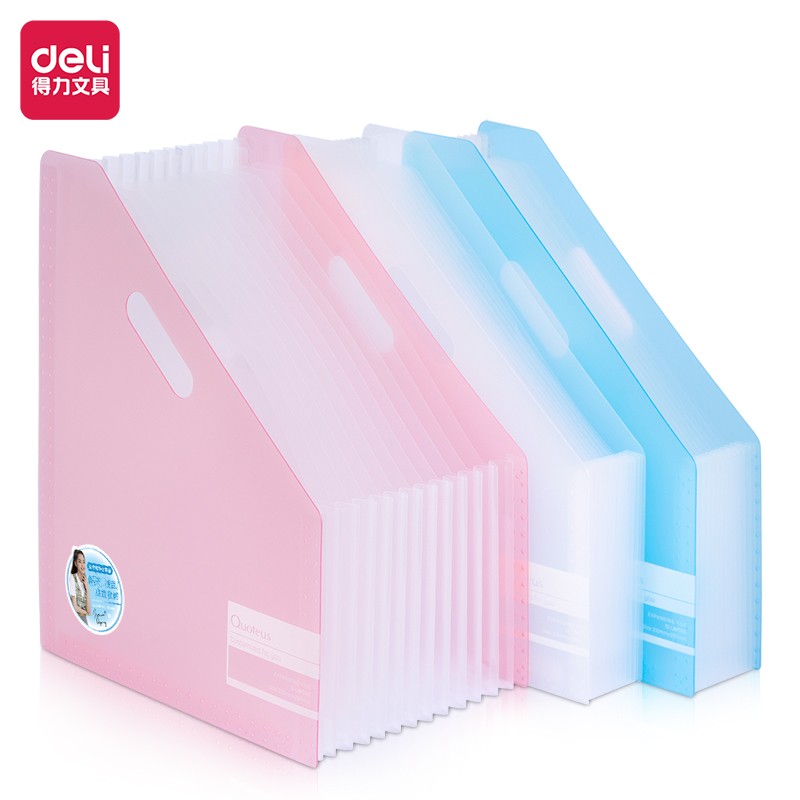 得力（deli）72511風(fēng)琴包(紅) 13格A4豎款可立式 多層文件夾資料冊(cè)文件框 淡彩清新學(xué)生試卷收納袋補(bǔ)習(xí)包